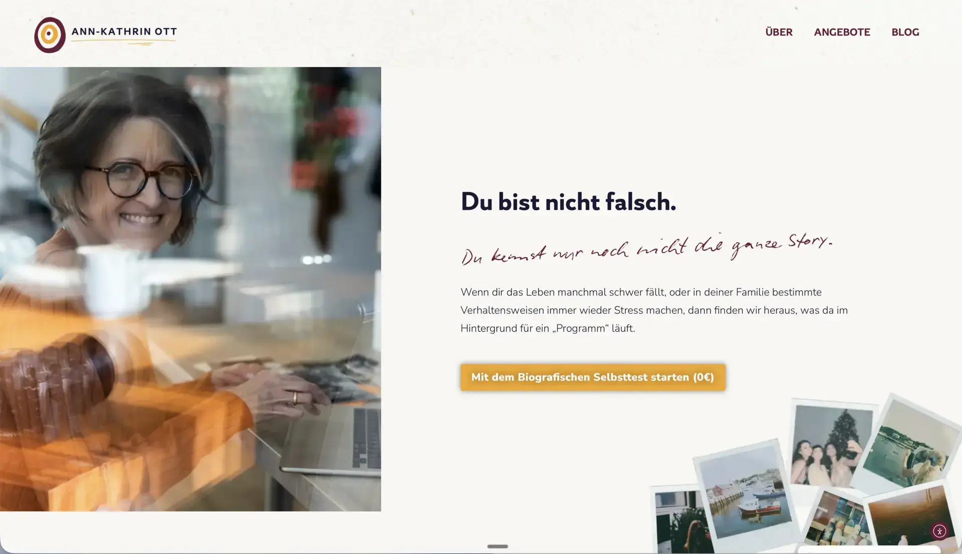 Website von Ann-Kathrin Ott mit dem Einstieg Du bist nicht falsch